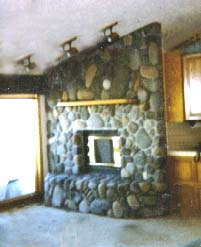 Tahoe Masonry American River Rock Fireplace